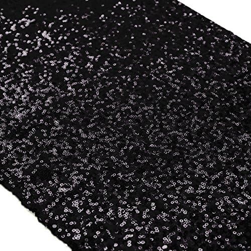 DUOBAO Sequin Table Runner-13x84-Inch,Sparkly Black Handmade Sequin Table Cover/Linen~0911S