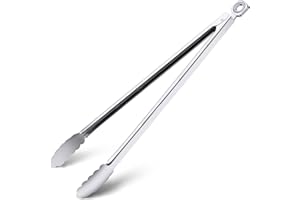 Grill Tongs - 17 Inch Extra Long BBQ Tongs, Heat Resistant Stainless Steel Kitchen Tong, Heavy Duty Metal Locking Tong for Co