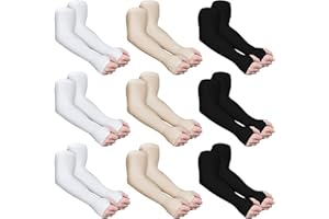 Janmercy 9 Pairs Elder Skin Protector Sleeves Thin Skin Arm Sleeve Bruise Protective from Abrasions Tear Sun Exposure Compression Bruising Arm Protective for Men Women