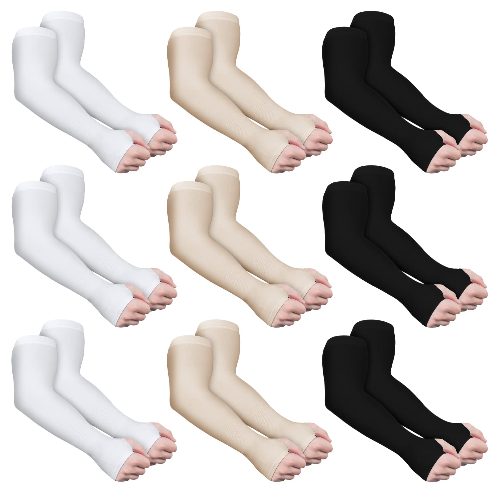 Photo 1 of Janmercy 9 Pairs Elder Skin Protector Sleeves Thin Skin Arm Sleeve Bruise Protective from Abrasions Tear Sun Exposure Compression Bruising Arm Protective for Men Women