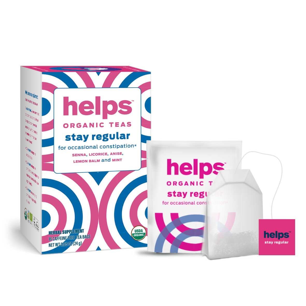 HELPS TEAS | Helps Stay Regular Tea | Organic blend of Senna, licorice, anise, lemon balm and mint that relieves occasional constipation | Laxative and Draining Effect | 16 Tea Bags |
