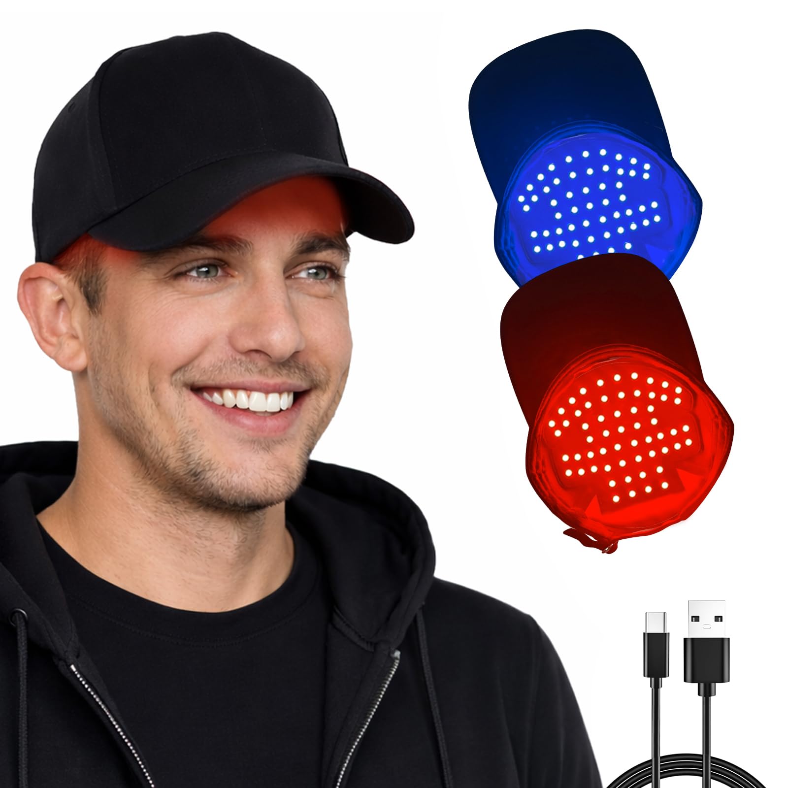 Photo 1 of LLLT Laser Hair Growth Cap, Rechargeable Portable Laser Hair Growth Cap to Promote Hair Growth, Black