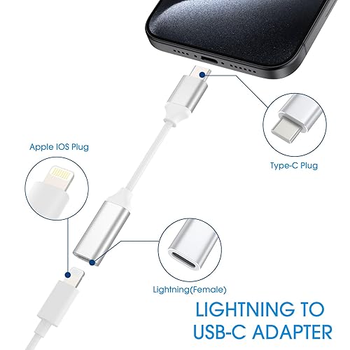 WishDirect Lightning to USB C Adapter Cable, Pack Lightning