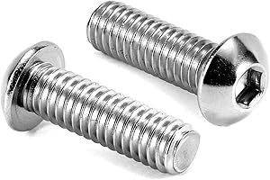 3/8-16 x 1 Button Head Socket Cap Bolts Screws, 20Pcs 304 Stainless Steel 18-8, Allen Hex Drive, Bright Finish by SG TZH(with Hex Spanner)