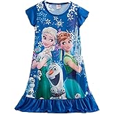 MCJS US Ship Little Girls Elsa Snow Queen Dress Toddler Kids Pajamas Dress Night Gown Anna Princess Clothes
