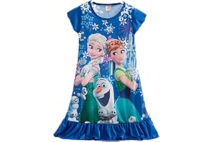 MCJS US Ship Little Girls Elsa Snow Queen Dress Toddler Kids Pajamas Dress Night Gown Anna Princess Clothes