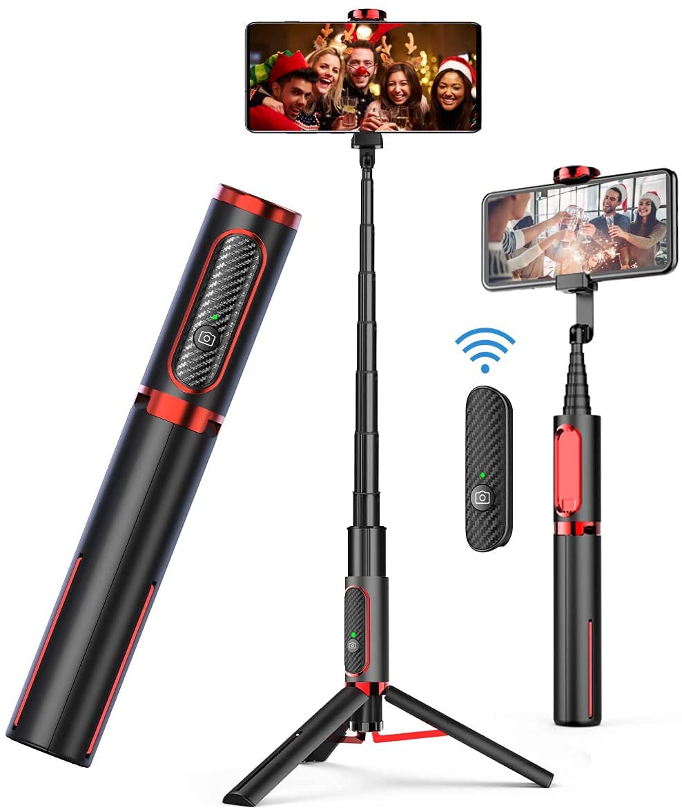 Selfie Stick Tripod, 3 in 1 Aluminum Bluetooth Selfie Stick with Wireless Remote, Extendable & Stable Tripod for iPhone 14/14 Pro Max/13/13 Pro/12/11 Pro and Samsung Huawei Smartphones, etc.