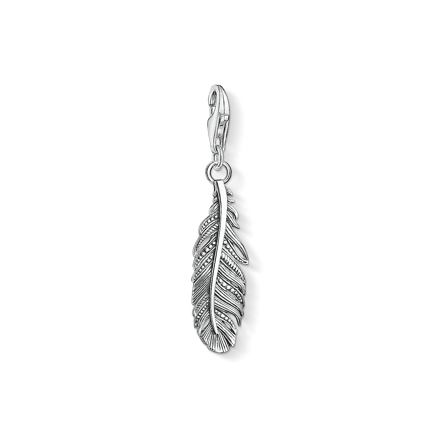Thomas Sabo Unisex Charm Pendant Feather Blackened Charm Club 925 Sterling Silver 1559-637-21