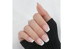 French Tip Press on Nails Short, Jofay Fashion Soft Gel Fake Nails, Classic French Manicure Nails, Reusable & Natural Acrylic False Nails, Stick on Nails for Women Girls Gift, Glue on Nails Kit 24pcs