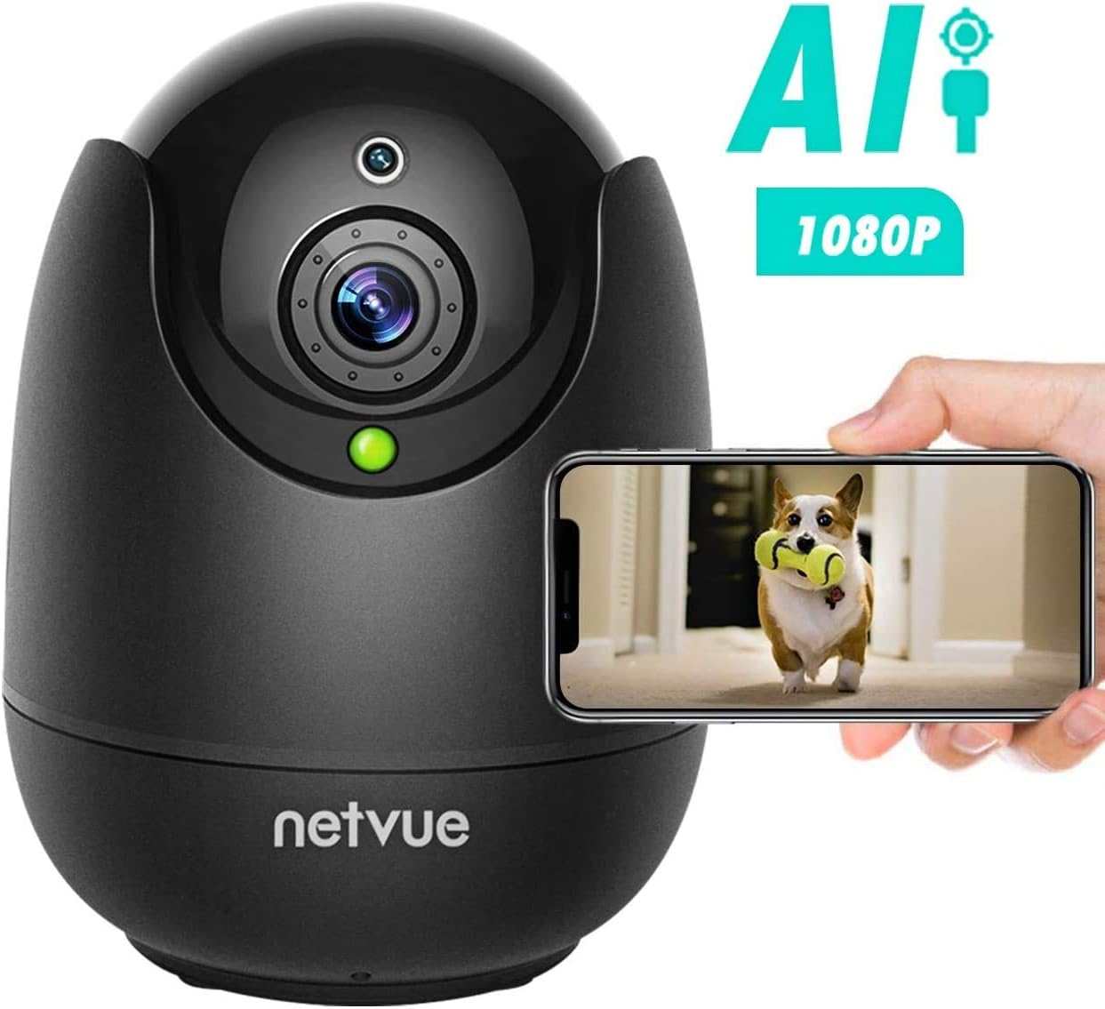 NETVUE Cámara de Vigilancia 1080P WiFi Interior Compatible con Alexa