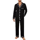 U2SKIIN Mens Ultra Soft Pajama Set, Stretch Long Sleeve Lounge Pjs Button-Down Lightweight & Cozy Sleepwear