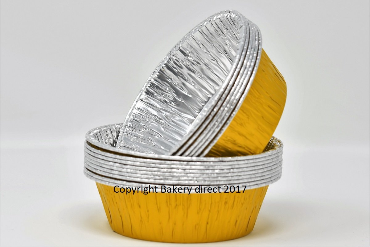Bakery Direct 50 Round Aluminium foil Pie foils/Dishes in 4 Colours! (Gold/Silver)
