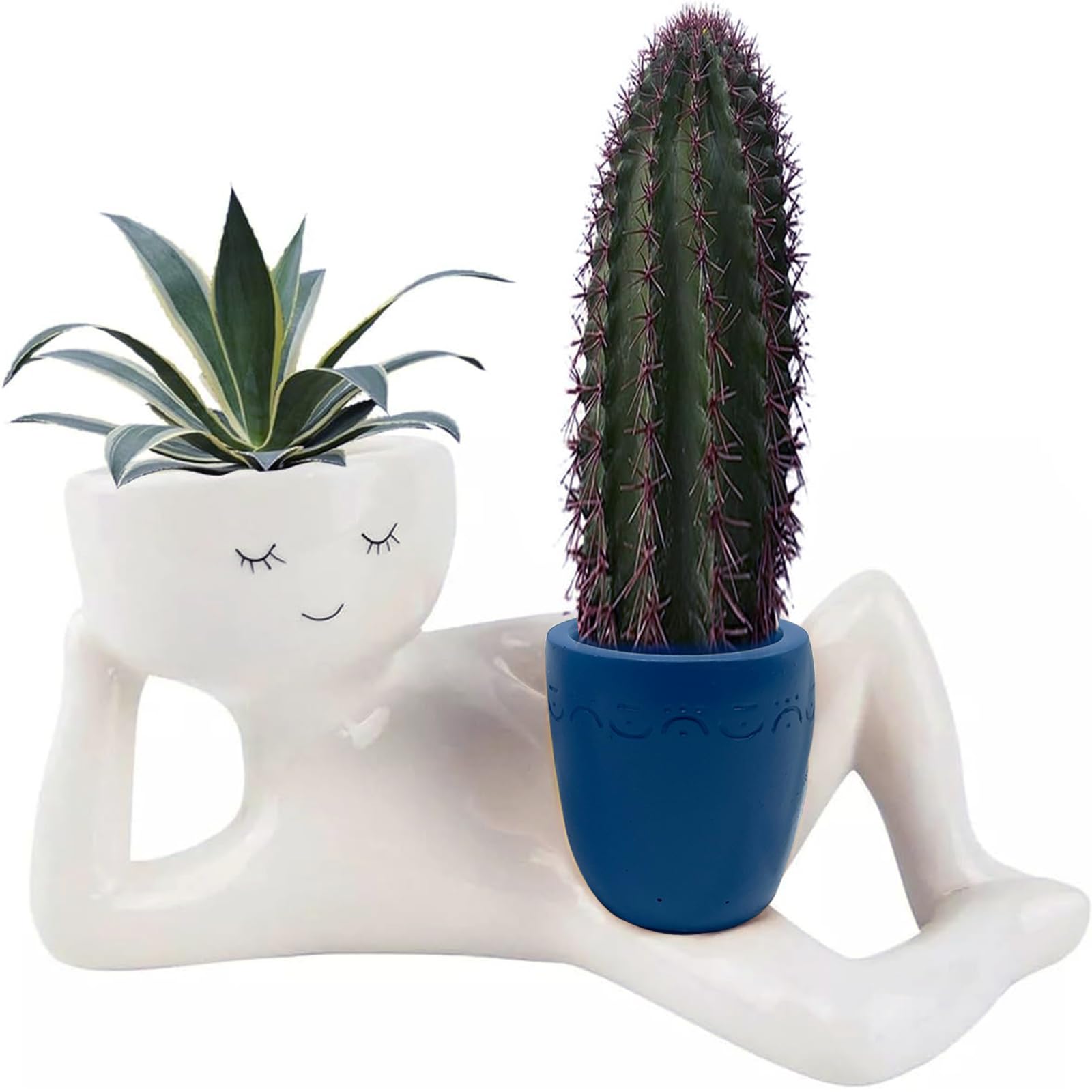 Photo 1 of Bivpreom Funny Plant Pots with Drainage Hole?Resin Unique Planters Lying Down Figure?Face Planter Pot for Succulents Cactus
