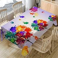 doublesmt Primeval 3D Flower Table Cloth Coffee Table Cover Rectangular Outdoor Patio Table Cover Lawn Table Cover Dining Home Decor 55" x 31.5" (E)