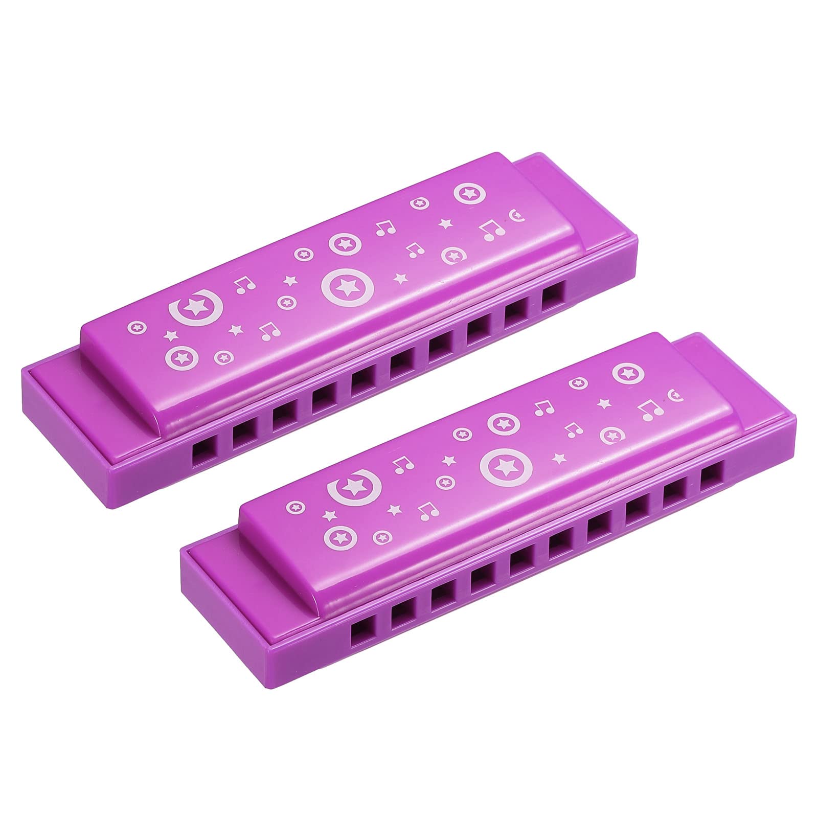 PATIKIL Translucent Harmonica Assorted Colors 10 Holes Purple ABS Harp Mouth for Educational Musical Instruments Beginners Adults Professionals Pack of 2