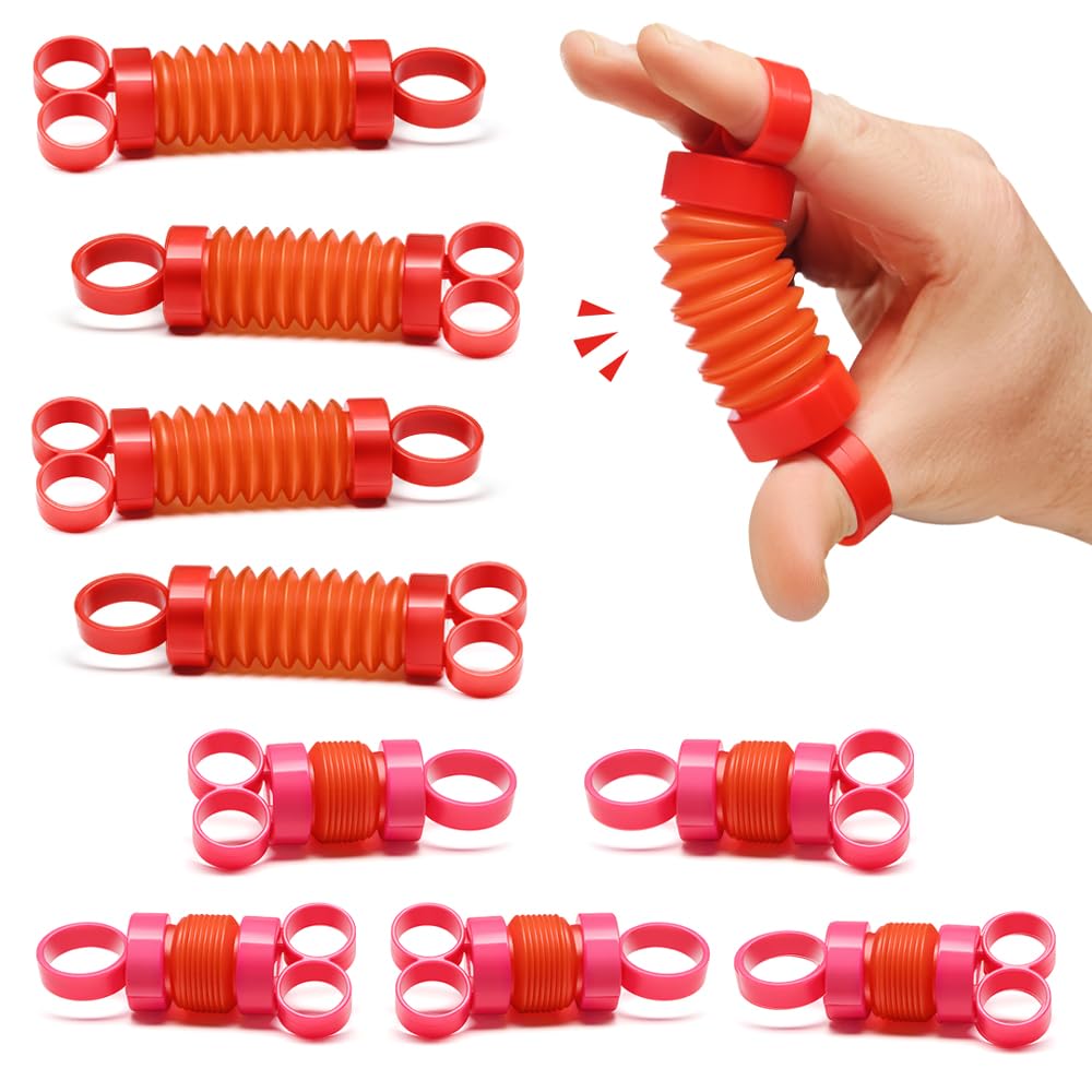 Finger Poppers Pop It Fidget Toy - Pack of 10 Fidget Tubes for ADHD, Anxiety, Sensory Toy Party Favor - Finger Exercise Muscle Building Popping Pipes - Pop Tubes Mini Fidget Toys for Adults and Kids
