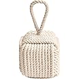Pomeat Decorative Door Stop, Sailors Knot Rope Door Stop, Nautical Door Stop, Weighted Door Stopper, Heavy Doorstop for Bedroom, Living Room Door, Window Wedge, Bookend 5.2 inch (White)