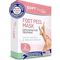 Soft Touch Foot Peel Mask - Pack of 2 Feet Peeling Masks for Dry, Cracked Heels & Calluses - Exfoliating Foot Mask Peel…