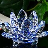 Lotus Crystal Lotus Flower Tea Light Candle Holder, Decor Collection,Valentine's Day Decor Gifts,Tuscom (Blue)