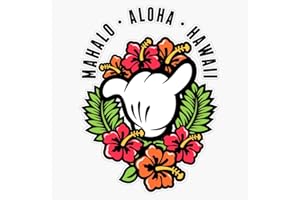 FINK STUDIO Mahalo Hawaii Aloha Shaka Vinyl Sticker Waterproof Decal Laptop Wall Window Bumper Sticker 5"
