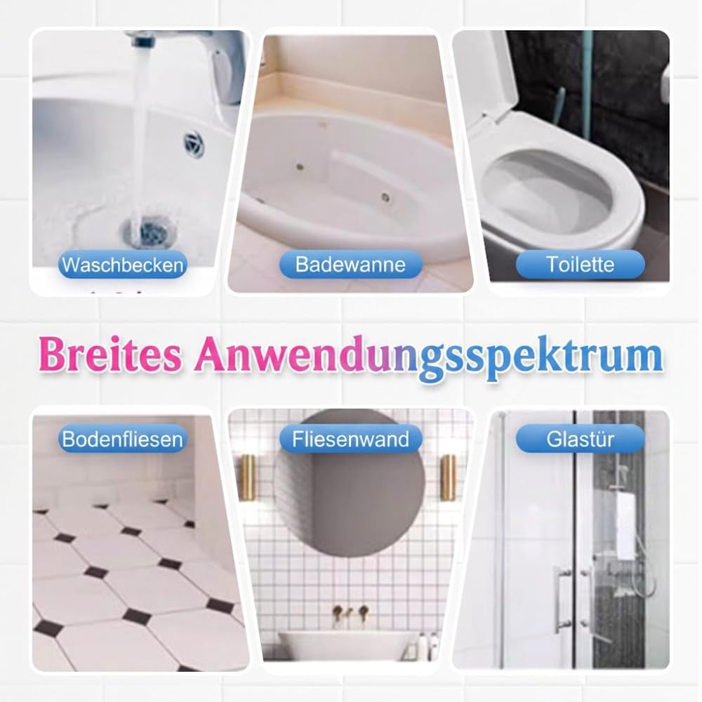2026 Neu Badreiniger, Hocheffizient Duschkabinenreiniger Kalkreiniger, Kalkentferner Dusche Stark, Multifunktional WC Reiniger für Duschräume Badewannen Waschbecken und Glastüren (1 Stück) 4