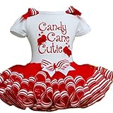Little Girls Christmas Holiday Candy Cane Cutie Tutu Dress (120 (5-6Y))