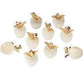COGCHARGER 10 Pieces Apple Gemstone Charm Pendant Crystal Quartz Healing Natural Stone Pendants White Gold Buckle for Jewelry Necklace Earring Making Crafts