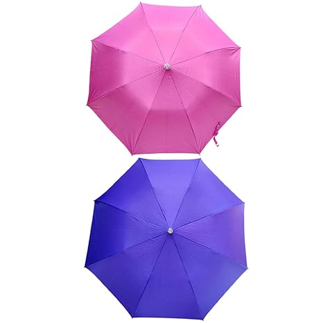 2 Fold Umbrella for Men and Women (Pink and Purple) -Combo Set of 2