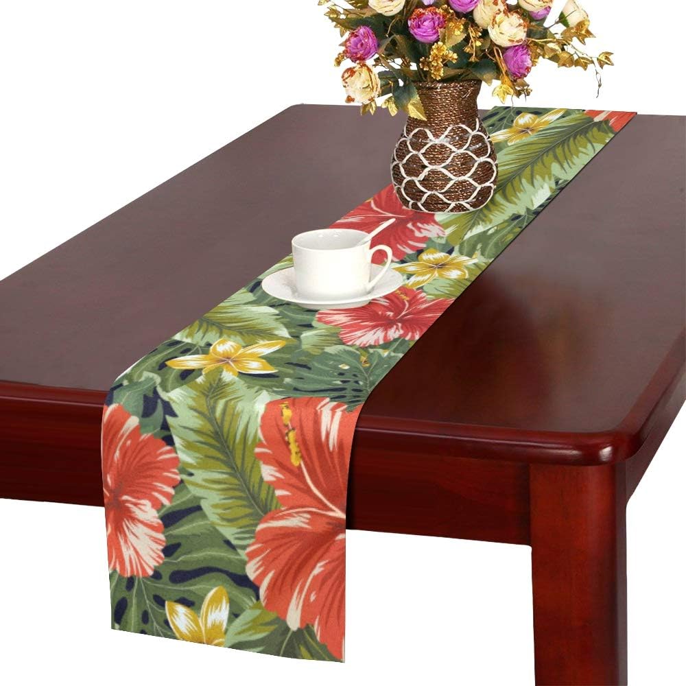 XINGCHENSS Hawaiian Tropical Floral and Palm Leaves Table