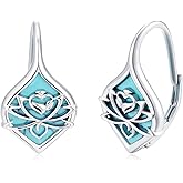 Dorunmo Sterling Silver Tree of Life/Filigree/Lotus/Heart Dangle Earrings Turquoise Abalone Shell Leverback Earrings Jewelry Gifts for Women Mom