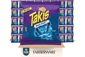CAMEO Takis Blue Heat Tortilla Chips - Hot Chili Pepper Flavored Extreme Spicy Rolled - 1 Oz. Bag (40 Pack)