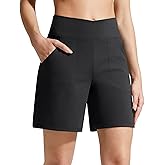 G4Free EverGoing Athletic Shorts for Women 6" Cross Waist Summer Casual Shorts with Pockets