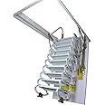 TECHTONGDA Ceiling Attic Loft Ladder, Folding Ladder Loft Stair, 13 Steps Retractable White Pulldown Attic Stairs with 27.5 x 47.2in Open Size and 10.5ft Heigh, Pulling Down from Ceiling