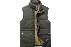 XinYangNi Men's Winter Warm Outdoor Padded Puffer Vest Thick Fleece Lined Sleeveless Jacket
