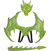 furlinkhm Kids Dinosaur Costume Dress Up Wings Dragon Tail Mask Set Halloween for Children Birthday Party Favors Gifts