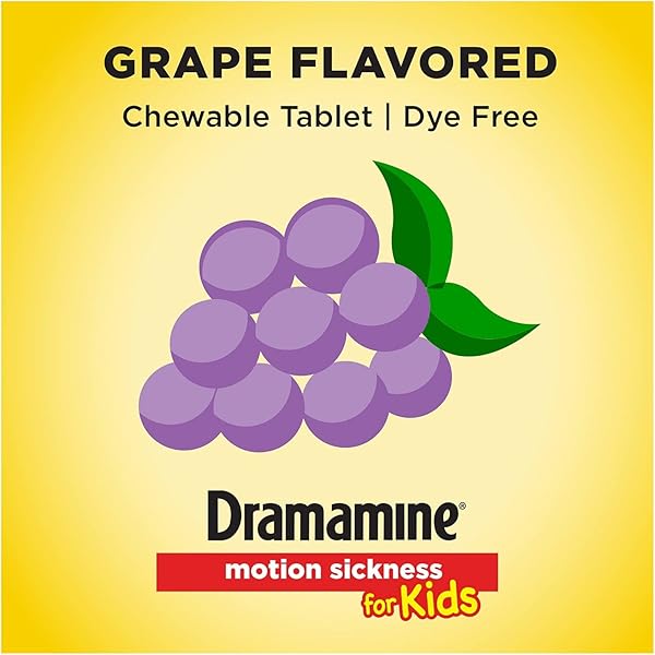DRAMAMINE MOTION SICKNESS RELIEF FOR KIDS | CHEWABLE GRAPE | 8 COUNT
