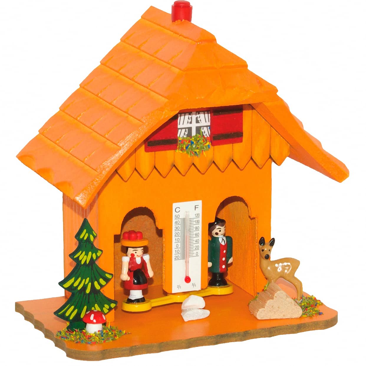 Trenkle German Black Forest weather house orange TU 73 orange