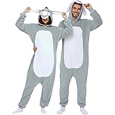 GKTOP Grey Hooded Donkey Costume Adult - Unisex Animal Onesie for Halloween Cosplay Party