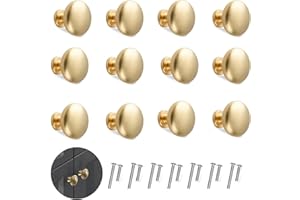 THSIREE 12PCS Cabinet Knobs, Gold Drawer Pulls Cabinet Knobs Inway, Round Drawer Knobs Cabinet Hardware with Screws for Kitchen Bedroom Furniture