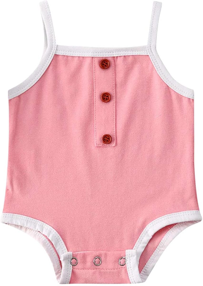 Baby Boy Girl Infant Solid Color Jumpsuit Sleeveless Onesies Romper with Buttons Amazon.ca