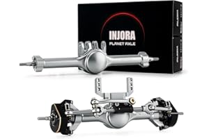 INJORA +7mm Planet Front and Rear Axles with Scale Hydraulic Steering & Double Joint Shafts for 1/18 TRX4M Upgrade(Titanium)
