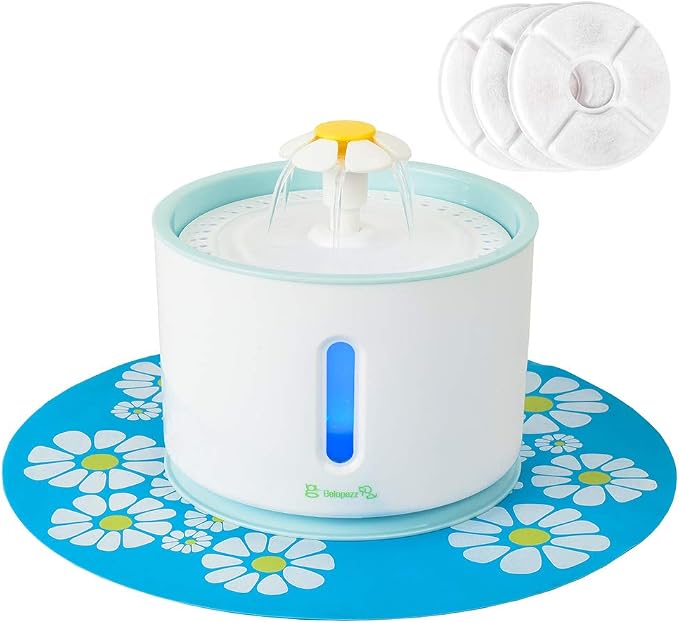 BELOPEZZ 80 oz Pet Drinking Fountain Water Fountain Ultra Quiet Water Level Window with LED Light Auto Shut of Water Shortag for Dogs and Cats