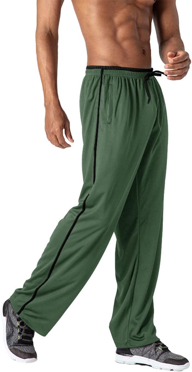 Men's Lightweight Workout Sweatpants Open Bottom Athletic Track Pants for Running,Training