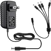 (2026 Updated) 12V 2A Power Supply Adapter with DC 1-to-4 Splitter | 24W AC to DC Transformer, 100-240V Input, Plug and Play Charger for CCTV Cameras, LED Strip Lights, Router, DVR