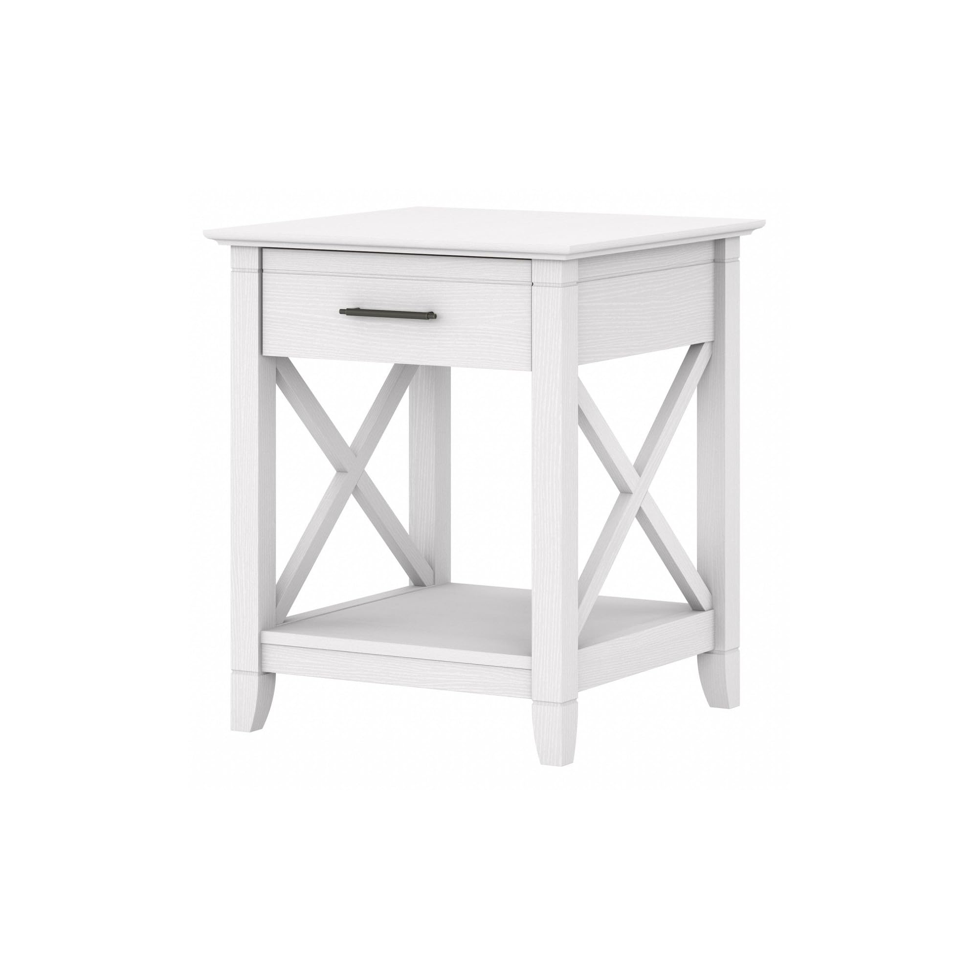 Bush Home End Table with Drawer, Nightstand with Storage, Living Room and Bedroom Furniture, Key West Collection, Pure White Oak Image