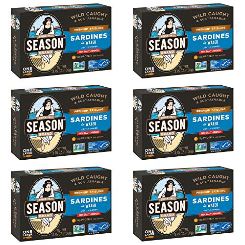 Season Brisling Sardines in Water Gluten Free, Keto, Omega3 Fatty Acids, High Protein
