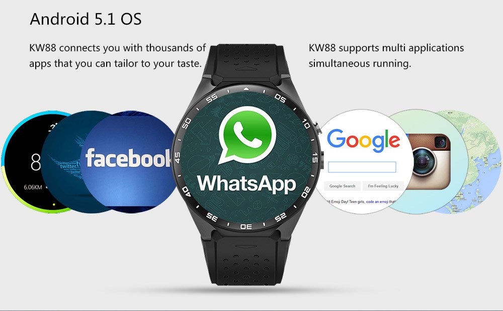 Android 5.1 Reloj Inteligente teléfono Bluetooth 4.0 Monitor ...