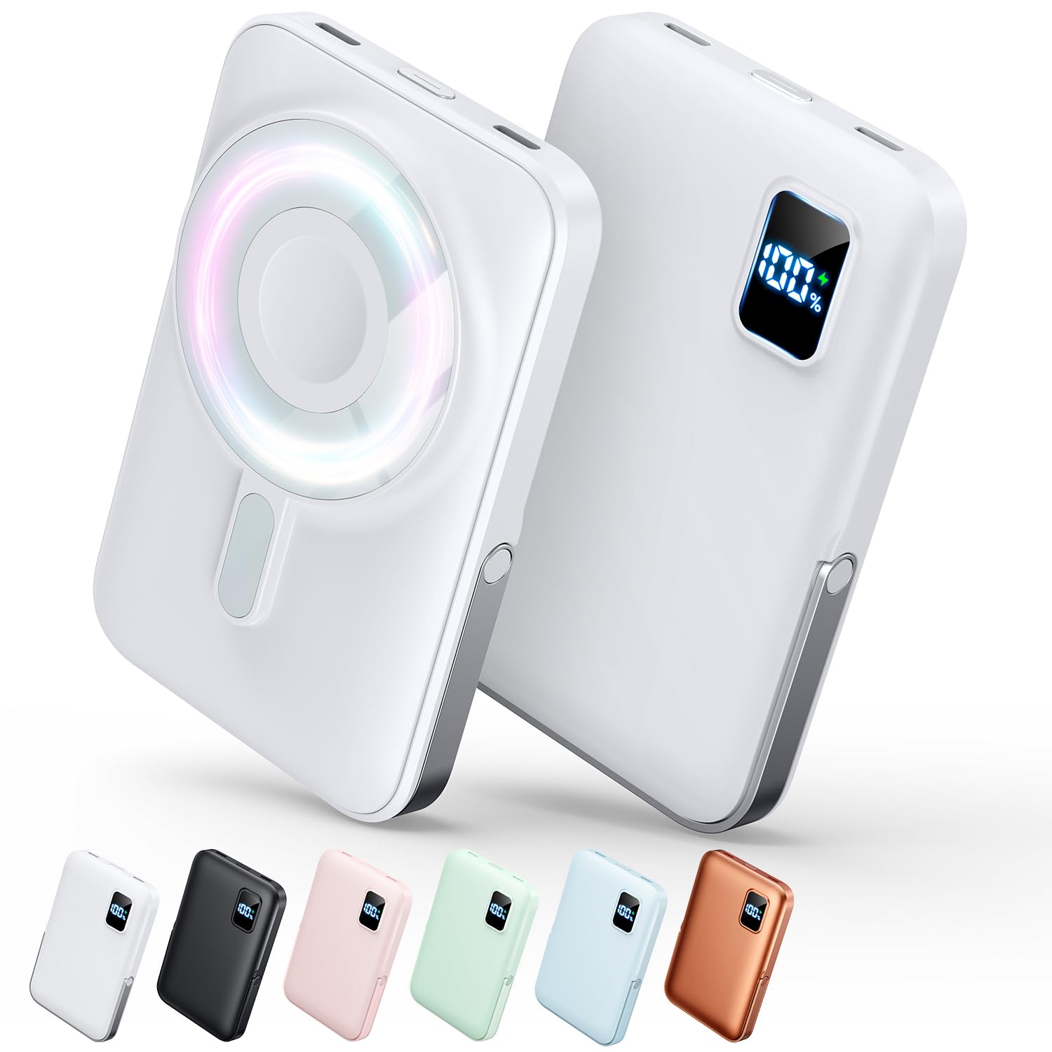 モバイルバッテリー 半固体電池 【燃えにくい・充電回数2000以上・長持ち】 モバイルバッテリー magsafe対応 大容量 軽量 小型 コンパクト 10000mAh 急速充電 LCD残量表示 3台同時充電 タイプC入出力兼用 マグセーフ充電器 ワイヤレス充電器 機内持ち込み可 旅行/出張/災