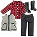 Sophia's Doll Red Buffalo Check Shirt, Black Jeggings, Herringbone Print Vest, and Black Boots Outfit 4 Piece Set for 18