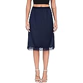 Lovasy Women Satin Half Slips Lace Long Underskirt Anti Static Under Skirt Soft Slip Dress for Skirts Dresses S-3XL